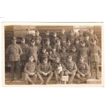 Royal Engineers WWI Unit Group RP card, Dog Mascot in centre