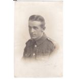 Royal Field Artillery WWI-fine head + shoulders RP postcard, photo Milne, Arbroath + Beechen.