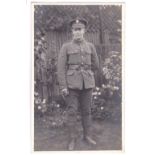 Royal Fusiliers WWI-Lance Corporal full standing photograph, smoking in the garden