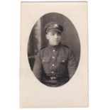 Machine Gun Corps WWI-Photographic portrait postcard of a machine gun corps soldier, clear
