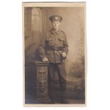 Suffolk Regiment WWI-Soldier portrait, with swagger stick, photo Shaman,Colchester
