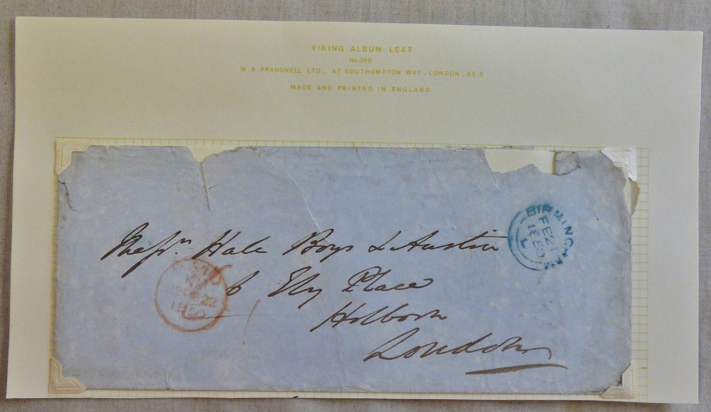 Great Britain Postal History 1850-Birmingham to London, the late-usage of manuscript was allowed-for