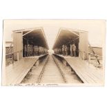 Royal Army medical Corps WWI-RP postcard, at the station waiting for a convoy-large number of troops