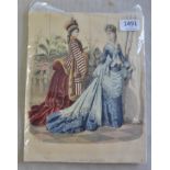 Latest Paris Fashions, a mid 19th century print of the fashion of the time. Signed A. Chaillor and