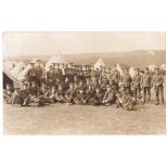 Royal Army Medicval Corps WWI-RP postcard, large group at camp pub Swain, Norwich-message from Frank