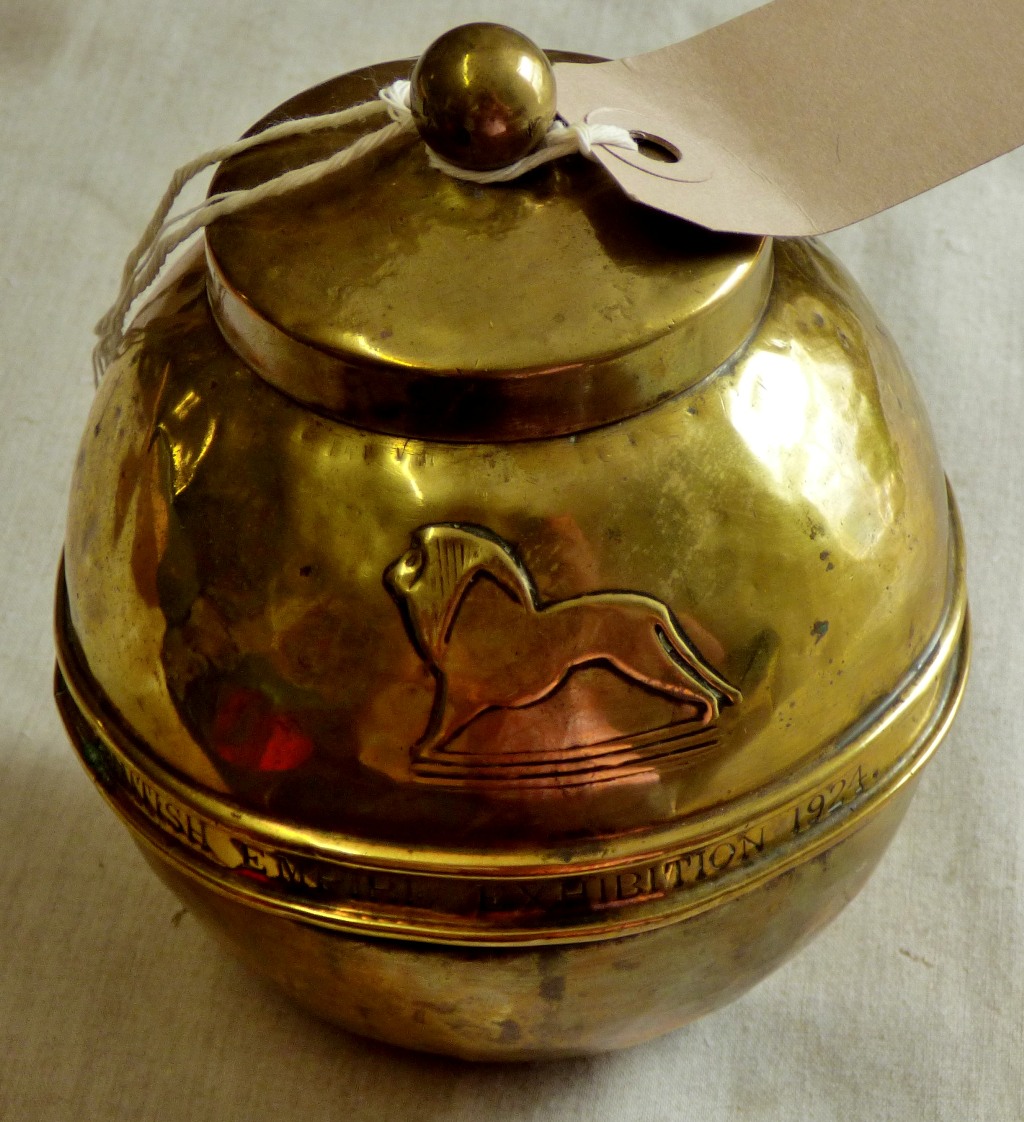 Brass Lipton Tea caddy-'British Empire Exhibition 1924
