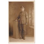 Norfolk Regiment WWI- Fine RP postcard-full length, Private, clear insignia incl S.B.Armband