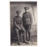 WWI Canadian soldier with Cambridgeshire - photo postcard