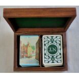 Delightful card holder box wood with two sets of cards