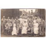 Royal Army Medical Corps WWI Hospital RP Group with Nurses and Wounded Patients, used Sheffield