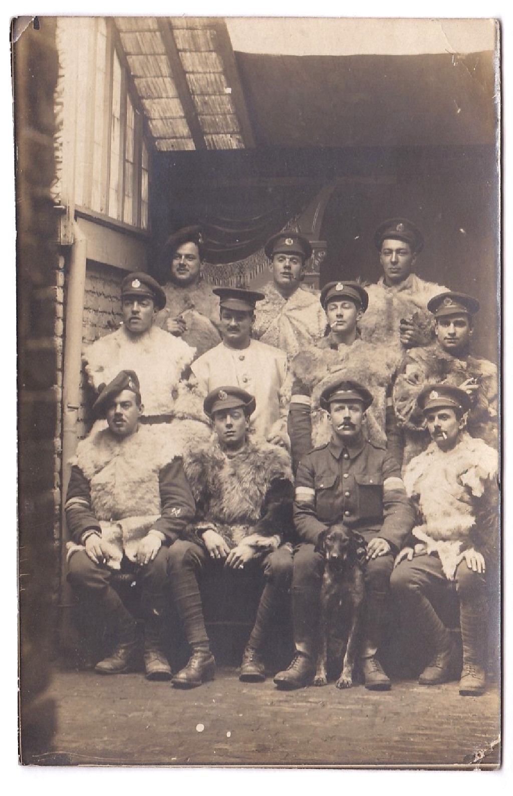 Royal Engineer and others WWI Small unit group in cold weather gear - one with his labrador!