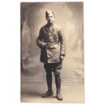 French Early Aviator WWI-A fine photographic postcard + full portrait, photo Hacquart, Amiems