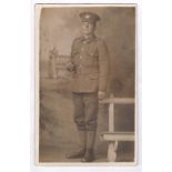 Norfolk Regiment WWI-Fine soldier RP card, photo Australian Studio's,Watford