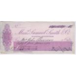 Samuel Smith & Co - cheque, nottingham 1882