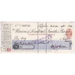 Union of London & Smiths-cheque, Holborn 1913