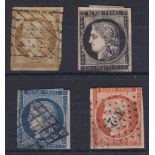 France 1849 definitive's S.G. 15 used, S.G. 6 used, S.G. 18 used, S.G. 19 used. Cat value £221