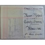 Surrey Manor of Pyrford 1896 6th January Admission of Mrs Alicia Compton vellum document special