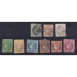 France 1870 definitive Bordeaux Issue S.G. 185,187,189,192,136,137,205,142,208 fine used. Cat