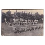 Ablutions at Camp WWI photo, long troughs to wash in with troop activity