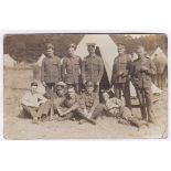 Norfolk Regiment WWI-Camp Photo group outside, tents Market Deeping, used to Devonport 1913,m/s'