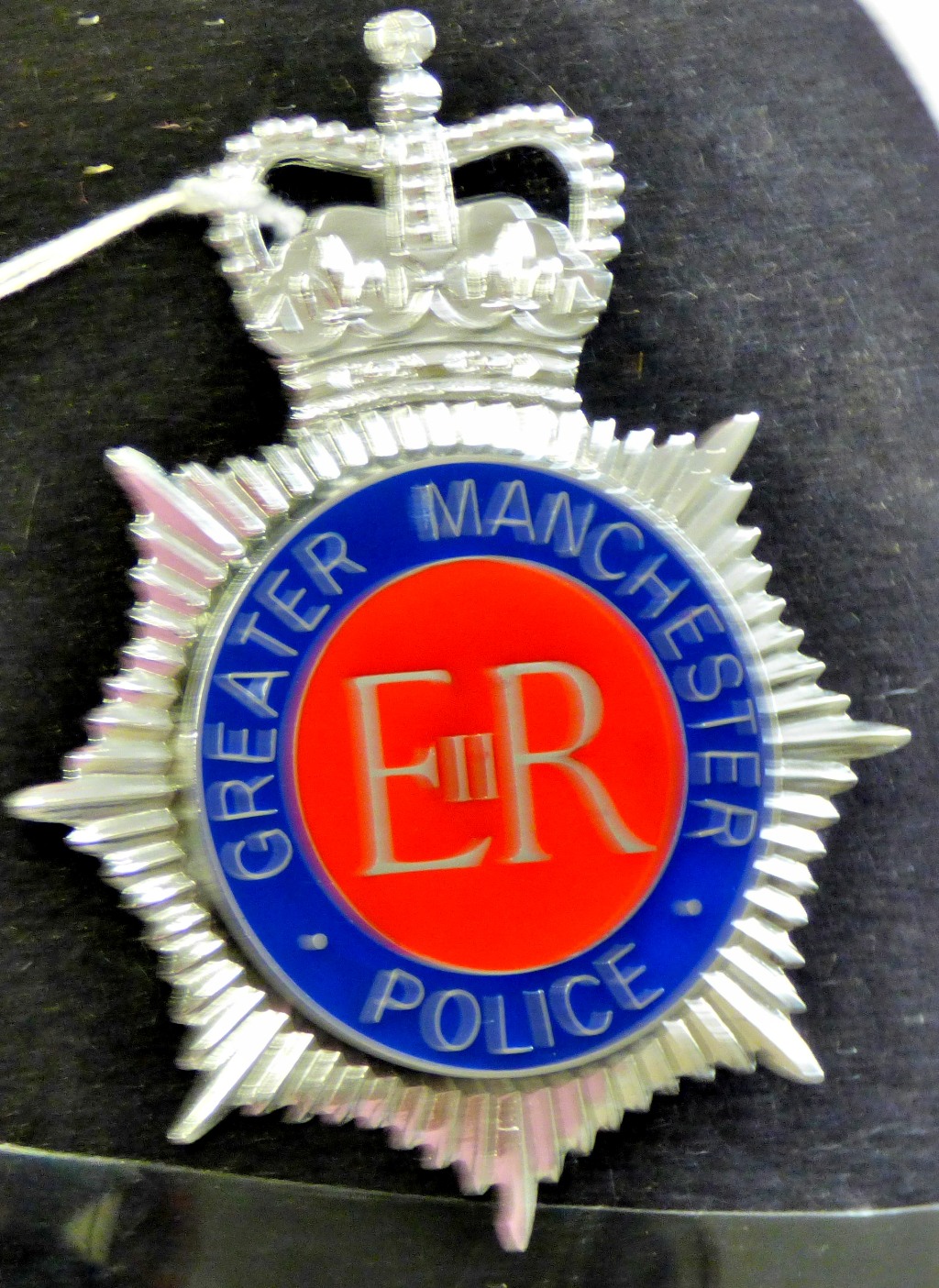 British Greater Manchester Obsolete Police Custodians Helmet, EIIR Plate (Chrome and enamel) - Image 2 of 3