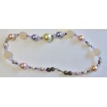 Necklace-Lilac and cream Beads - New