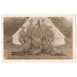 Lincolnshire Regiment WWI-RP postcard, a section outside their tent