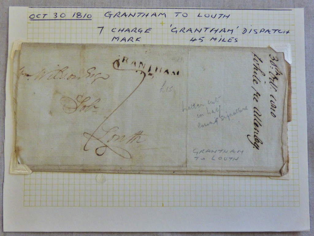 Great Britain Postal History 1810 EL-Grantham to Couth with SL Grantham/45 and '7' charge m/s-a