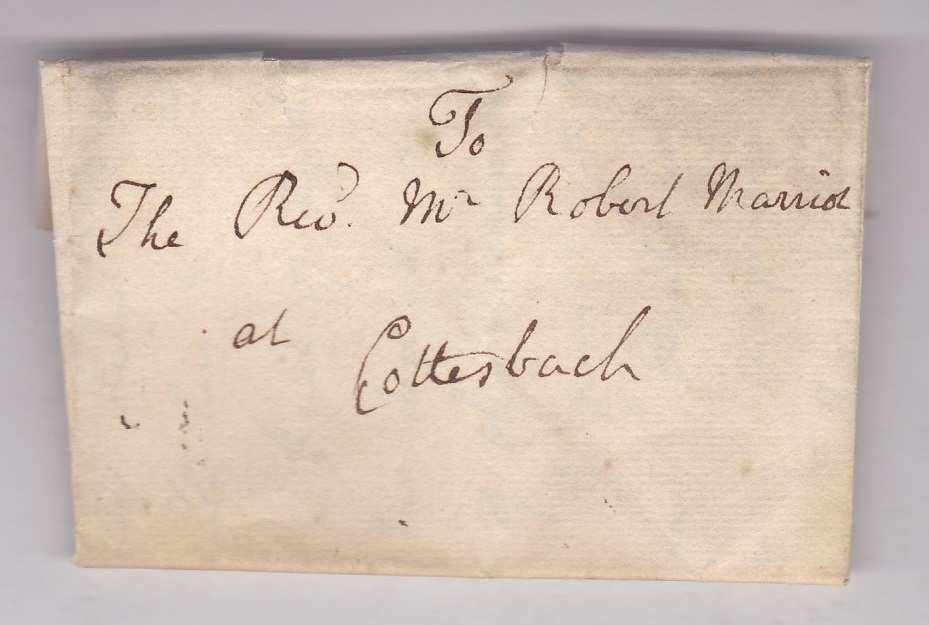 Leicestershire 1771 EL Asby to Cotterbatch, untidy with feint signs of postal markings