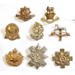 British WWI Cap Badge Collection (8) Including: The 14th King's Hussars, The Highland Cyclist