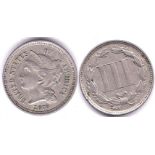 U.S.A. 1870-Three cents,GEF