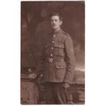 Royal Army Medical Corps WWI-Fine RP postcard - portrait of a handsome soldier