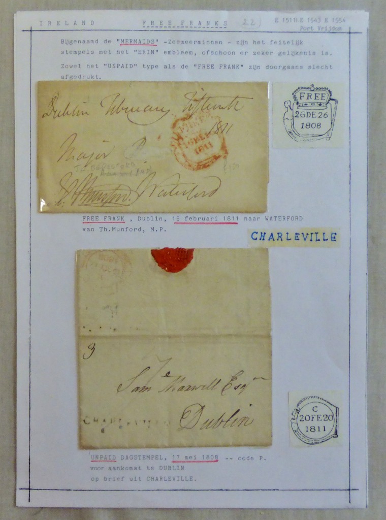 Great Britain Postal History 1808 and 1811 EL's-Free 'Marmaid' cancellations, 1808 EL Dublin to