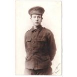 Denbighshire Hussars WWI- fine RP portrait postcard signed, Perceval Ward 27.3.15, back May from