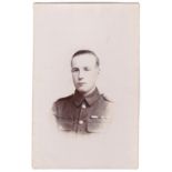 Royal Engineers WWI-Medal postcard an head and shoulders photographic postcard, back reads " In