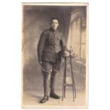 Middlesex Regiment WWI-Pre fines-full length portrait RP postcard
