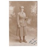 Womans Royal Air Force-a fine protrait photographic postcard of a pilot in uniform with swagger