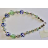Necklace-Blue and Green beads with flower beautiful necklace - new