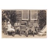 Royal Army medical Corps WWI-Hospital Blues group of three doctors and nurse - RP postcard