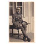 Royal Horse Artillery WWI-Seated photographic portrait postcard full insignia