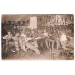 Lincolnshire Regiment 1909 RP postcard used - many soldiers in the canteen at camp- pub Lincoln