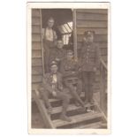 Northamptonshire Regiment WWI-RP postcard - five soldier, relaxing by their hut - fine card