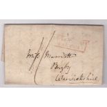 Devon 1819 EL Exeter to Rugby with boxed red Exeter/Penny Post 1/-, m/s rate, back with Exeter