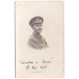 Royal Artillery (Lincoln Territorial) WWI 1915 Fine Portrait RP card - with goggles on his hat. "