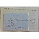 Great Britain Postal History-Wales 1834 EL London to Newton Montgomery, 1/- charge m/s