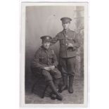 Norfolk regiment WWI-Fine RP card-two soldier's with swagger sticks.