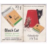 Carreras 1934 Black Cat Calendar, VG. Scarce 1/1.