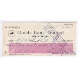 Lloyds Bank Ltd, Cheque, no duty