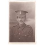 Royal Fusiliers WWI-fine head and shoulder portrait card-very clear insigina-state studio + Uxbridge