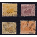 Western Australia 1905-1912- definitives SG140-141 - SG143-SG145 used (4) cat value 31.50